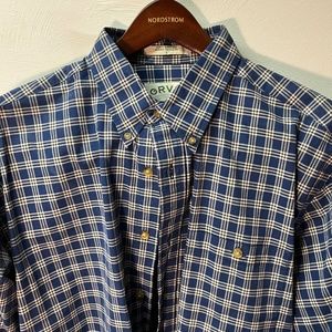 Orvis Long Sleeve Blue Button-Down "Signature Twill" Shirt - L